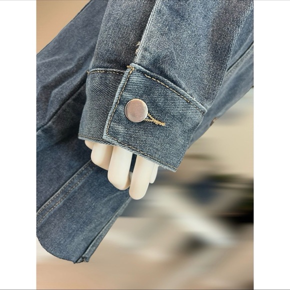 LOVE & HARMONY denim raw edge western vibes mini dress S M L - Picture 6 of 7